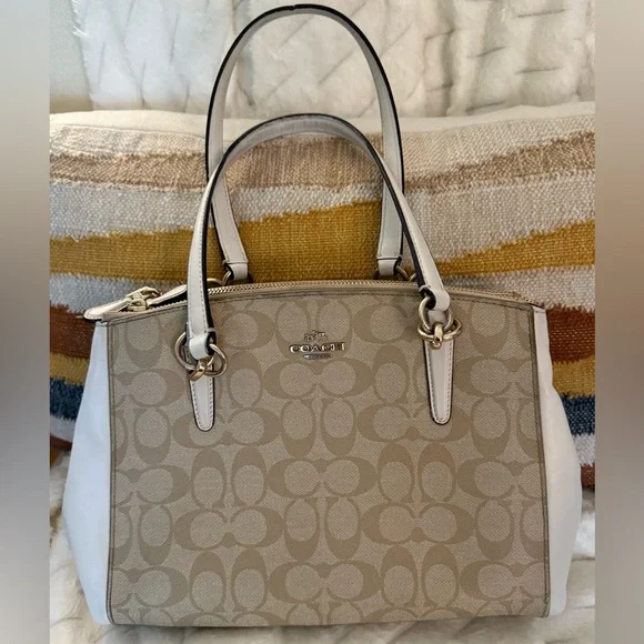 Coach Christie Signature Logo Small Shoulder Bag Carryall Tote - Picture 14 of 15